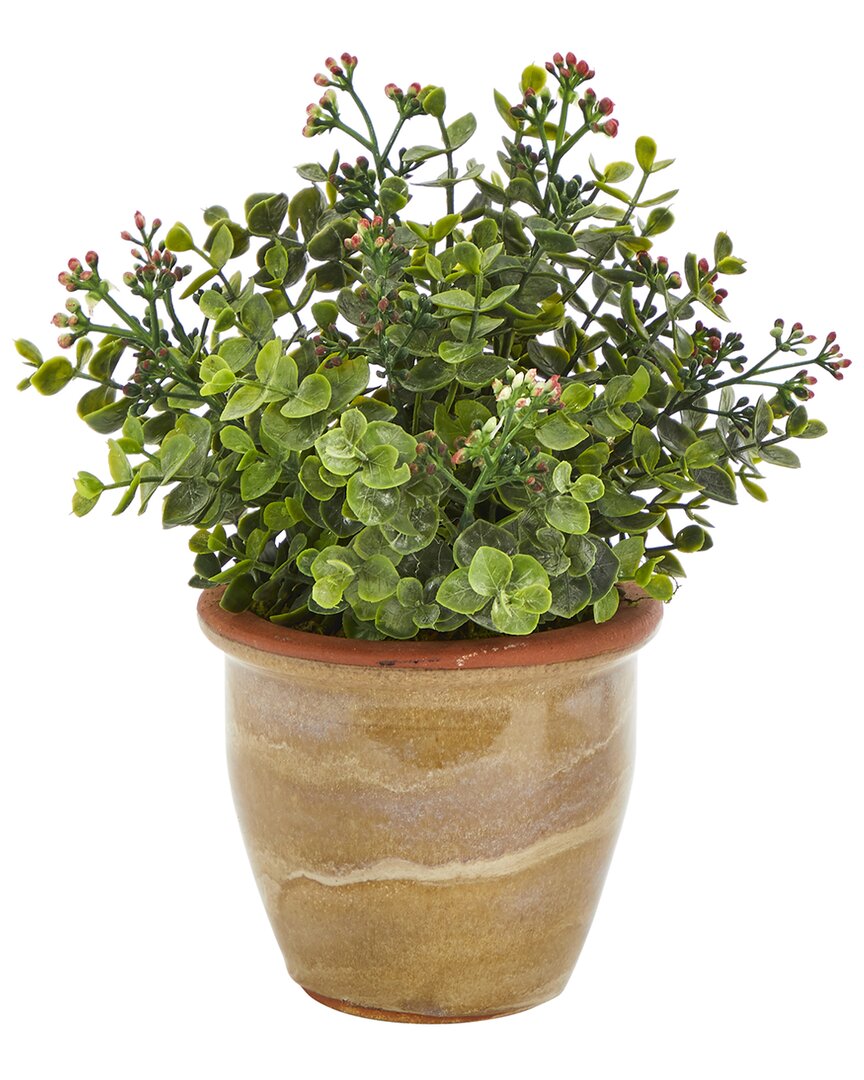 Nearly Natural Eucalyptus And Sedum Succulent Artificial Plant In Ceramic Planter In Green