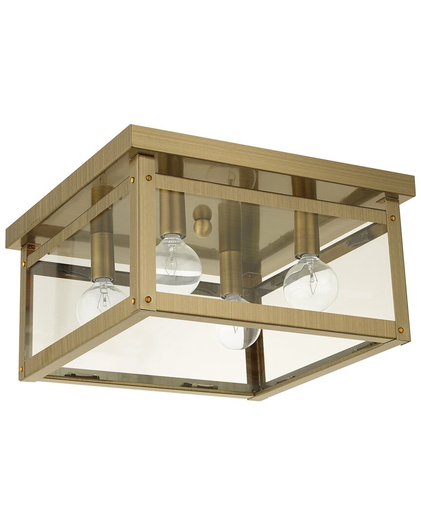 Livex Lighting Milford Brass 4 Light-flush Mount In Brass