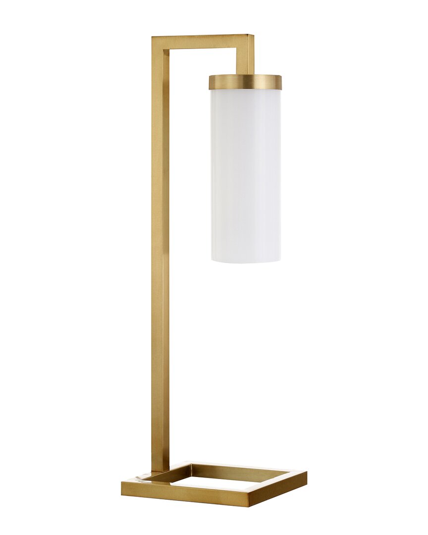 Abraham + Ivy Malva Brass Finish Table Lamp With White Milk Glass Shade In Gold