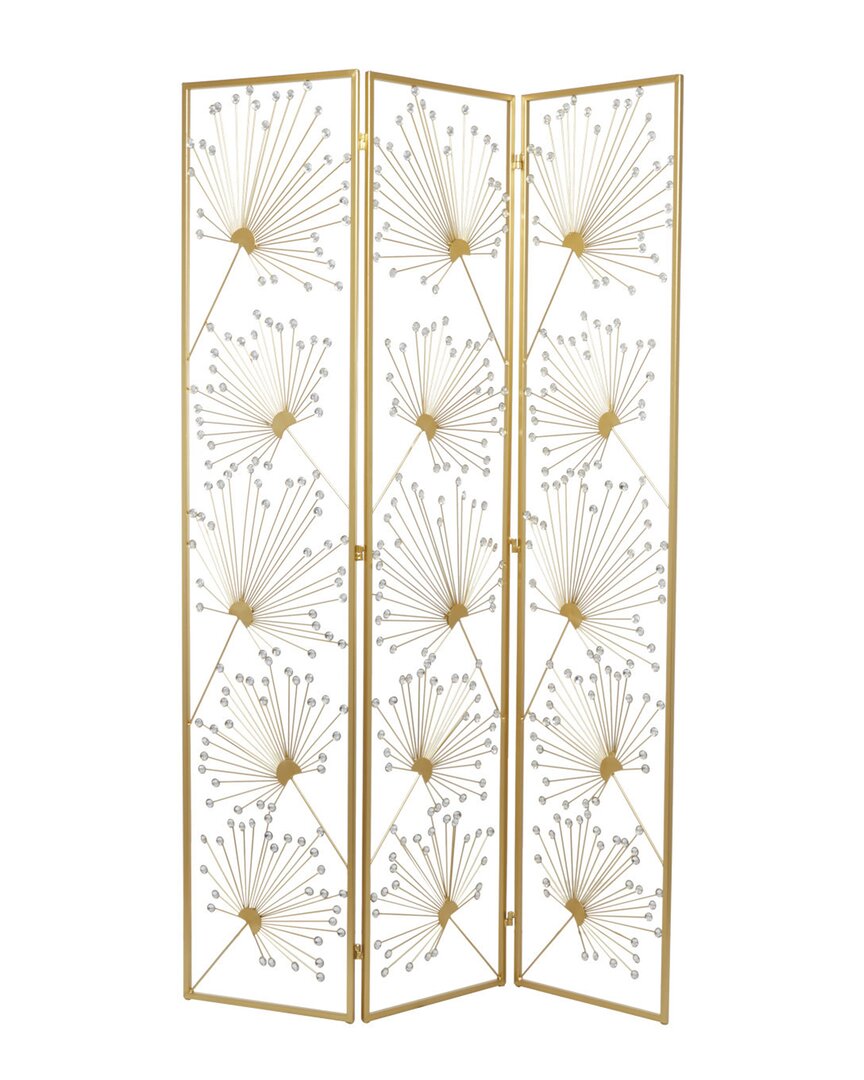 Peyton Lane Glam Floral Metal Room Divider Screen In Gold