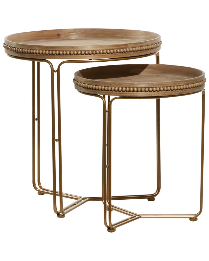 Peyton Lane Set Of 2 Wood Contemporary Accent Table In Brown