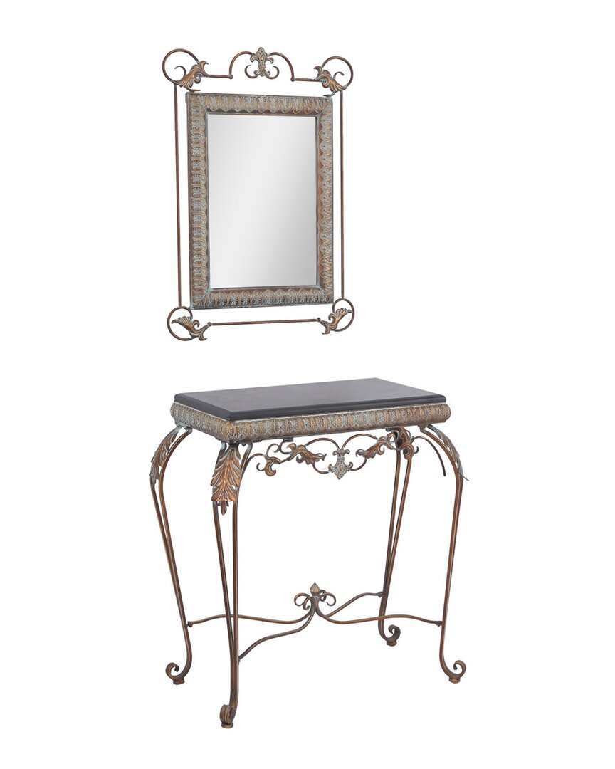 Peyton Lane Set Of 2 Traditional Console Table With Mirror In Bronze
