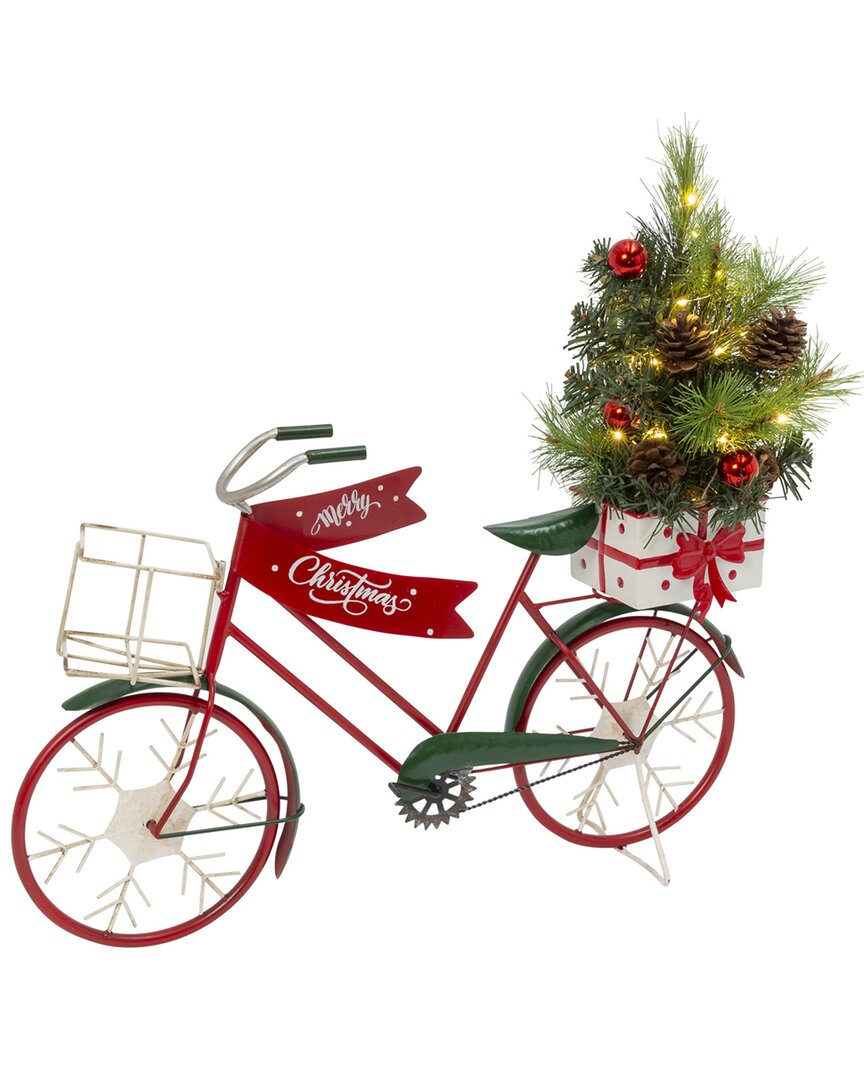 Gerson International 22in Metal Holiday Bicycle With Lighted Tree In Multi