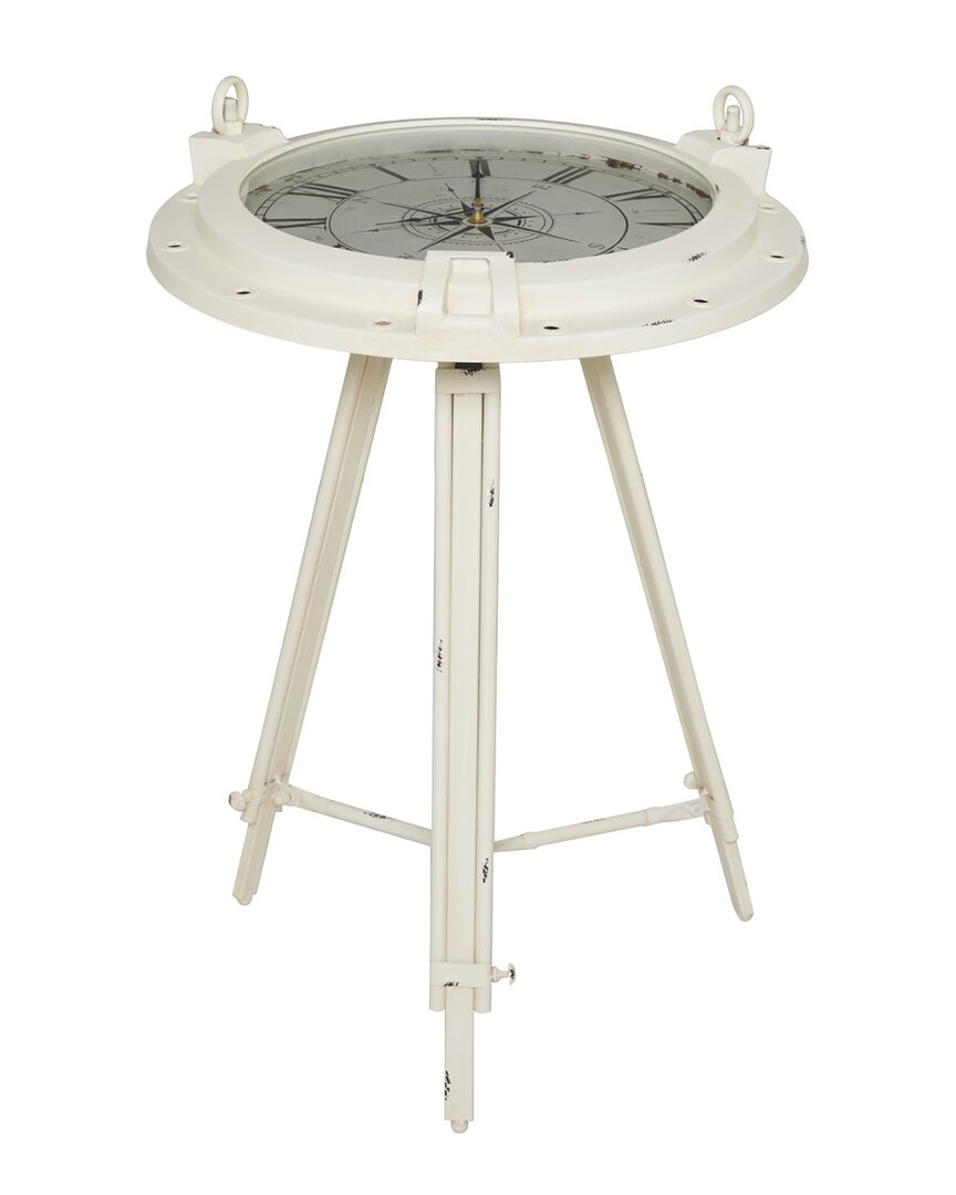 Peyton Lane Coastal Iron Accent Table In White