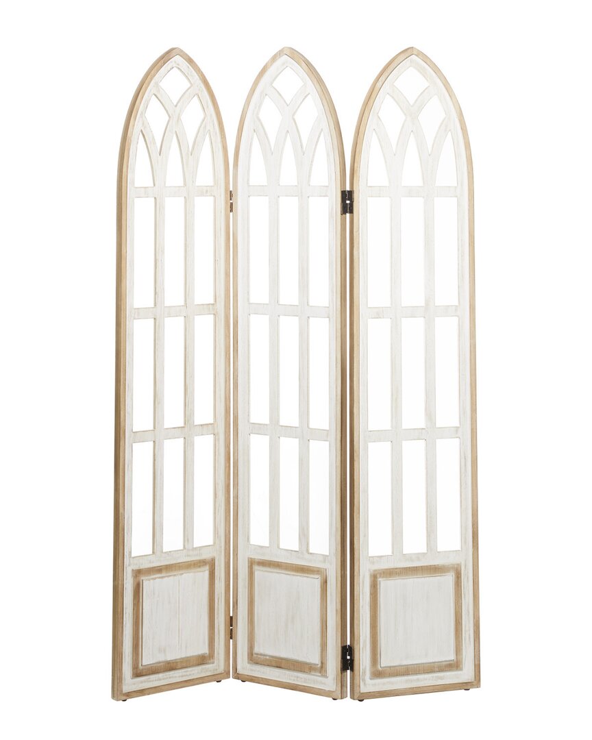 Peyton Lane Wood Farmhouse Room Divider Screen In White