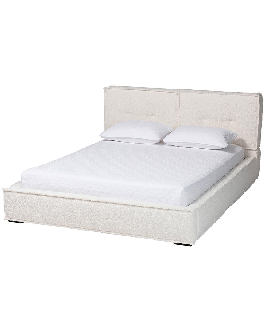 Baxton Studio Bardia Modern Boucle Queen Platform Bed With Wide Railing