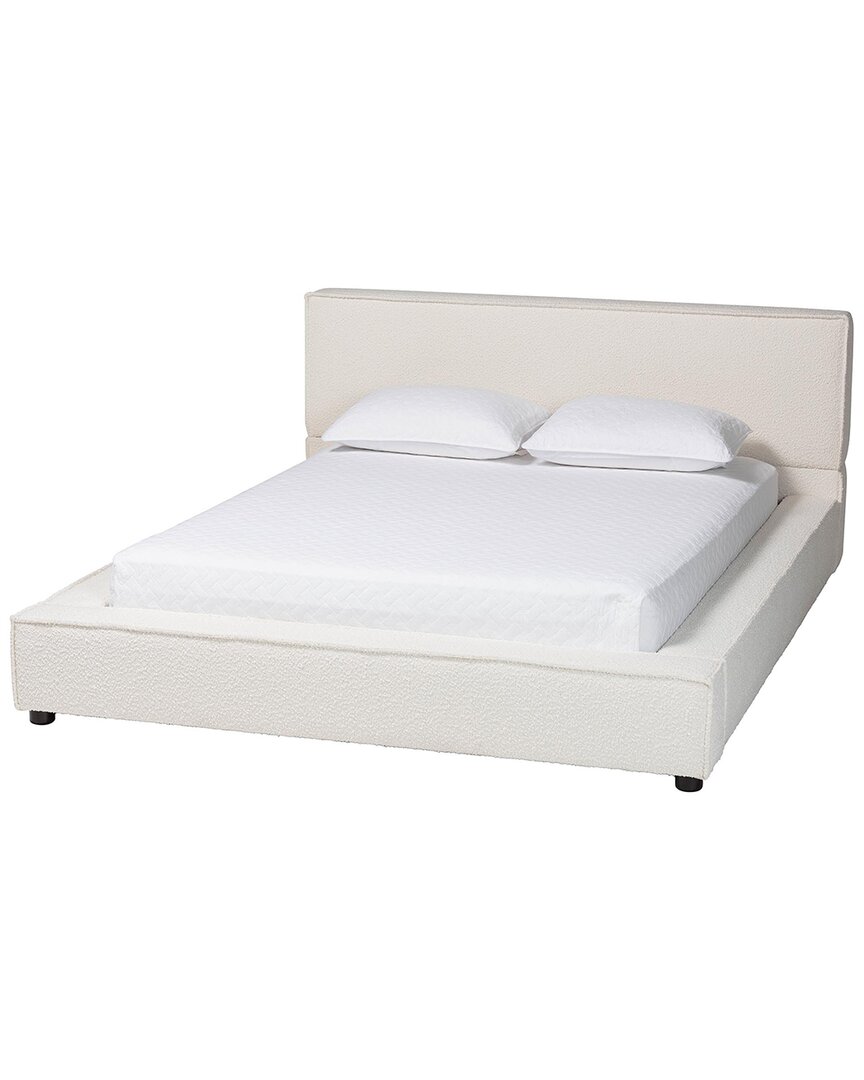 Baxton Studio Bardia Modern Boucle Queen Platform Bed With Wide Railing