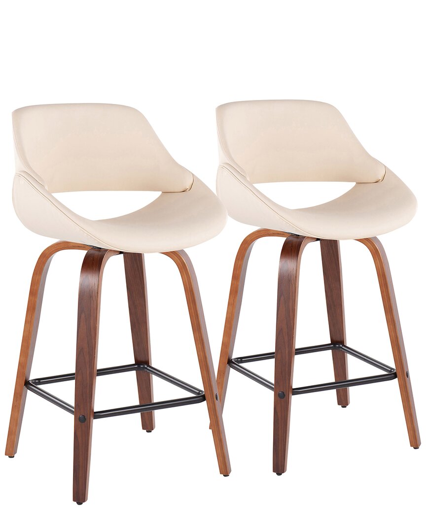 Lumisource Set Of 2 Fabrico Fixed-height Counter Stools In Brown