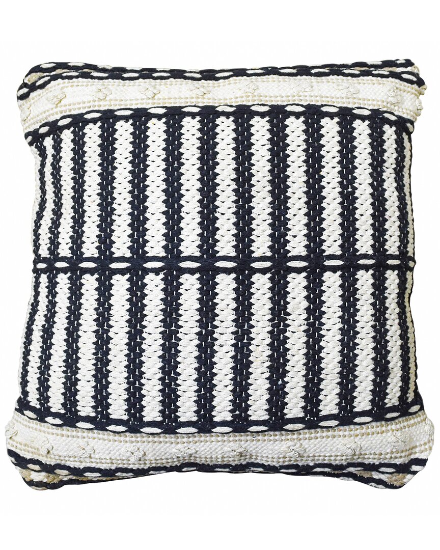 Tiramisu Handwoven Cotton Polyfilled Cushion In Black