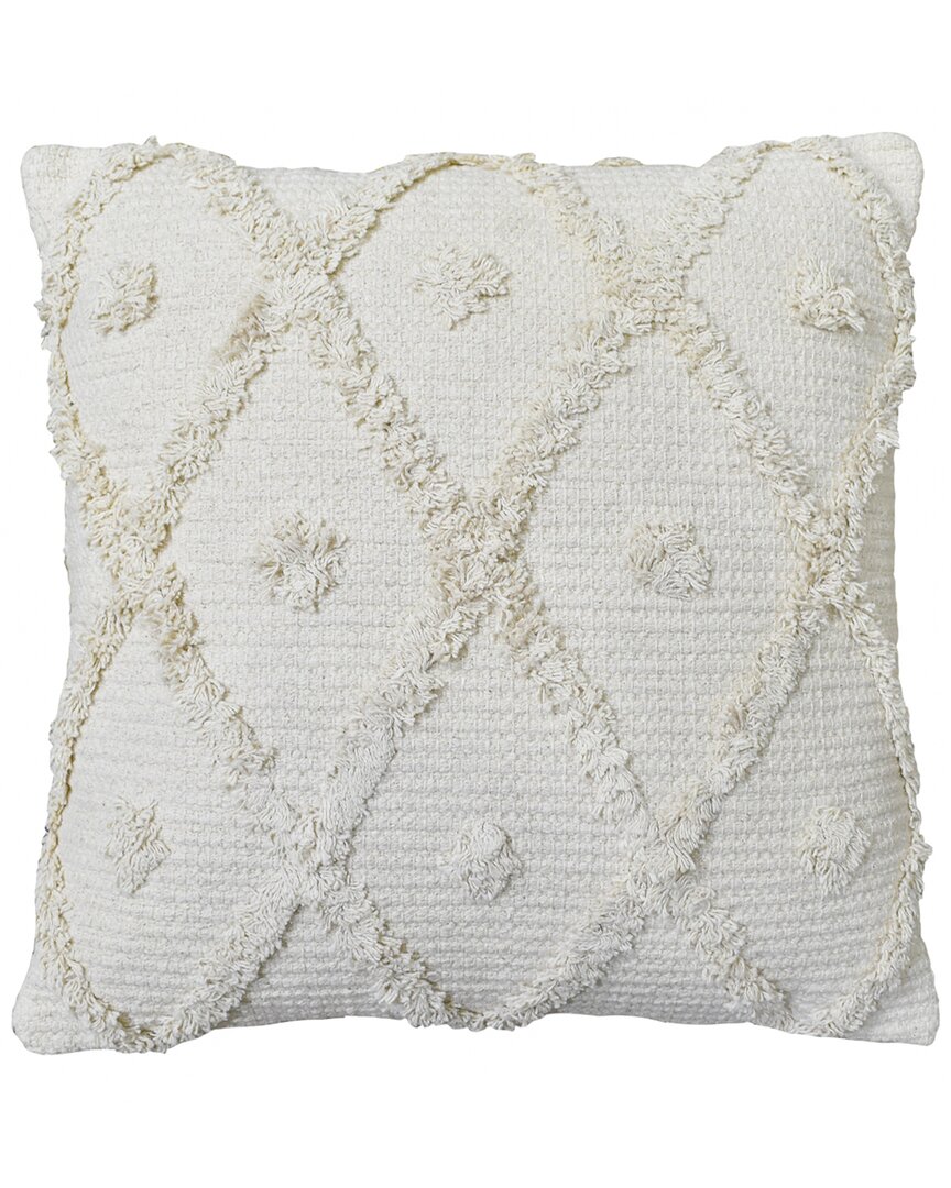 Tiramisu Handwoven Cotton Tufted Polyfilled Cushion In Cream