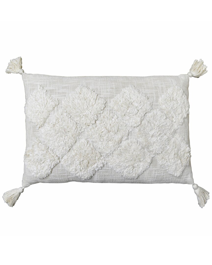 Tiramisu Handwoven Cotton Tufted Polyfilled Cushion In White