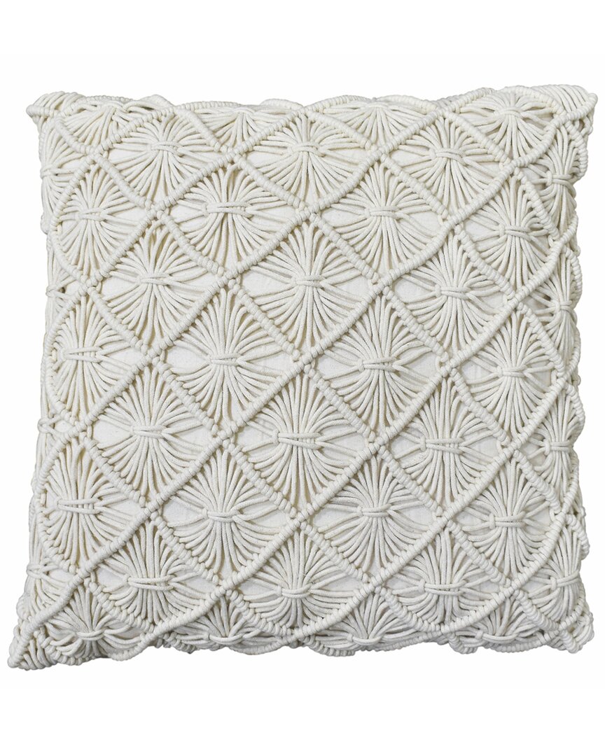 Tiramisu Handwoven & Knitted Cotton Polyfilled Cushion In Cream