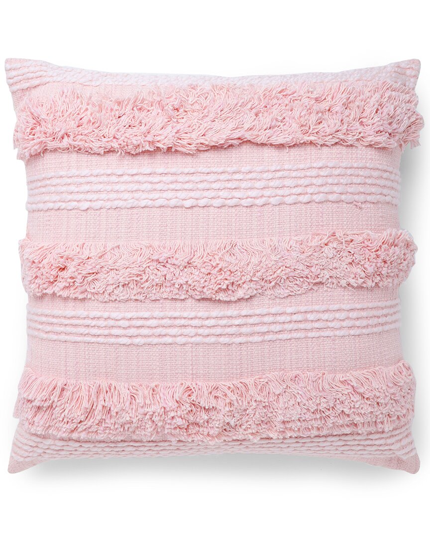 Tiramisu Handwoven Cotton Tufted Polyfilled Cushion In Pink