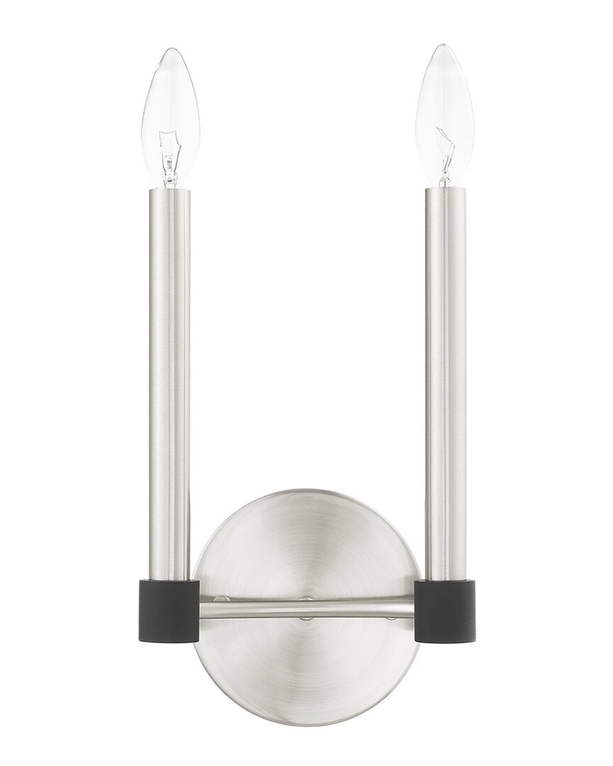 Livex Lighting 2-light Brushed Nickel With Satin Brass Accents Sconce In Metallic