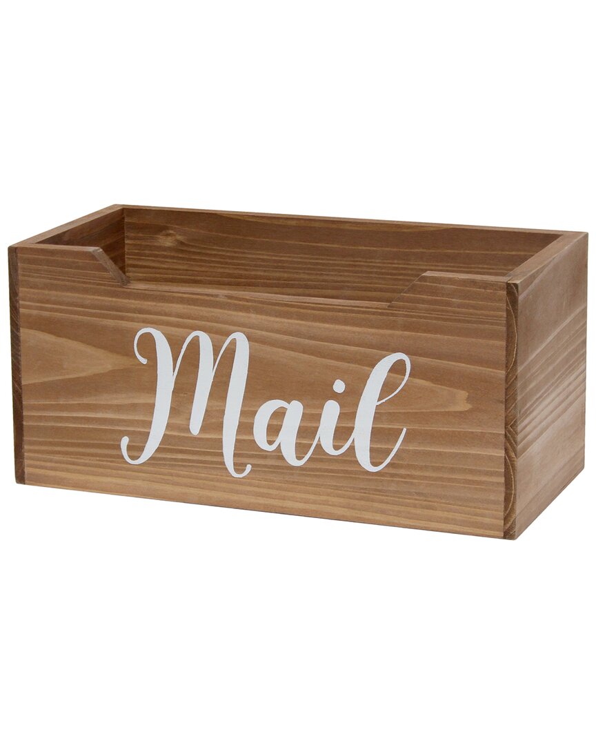 Lalia Home Rustic Farmhouse Wooden Tabletop Decorative Script Word Mail Organizer Box In Brown