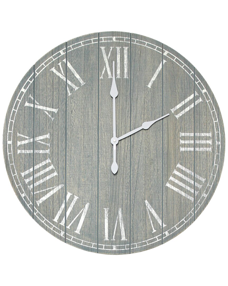 Lalia Home Wood Plank 23 Large Rustic Coastal Wall Clock In Gray
