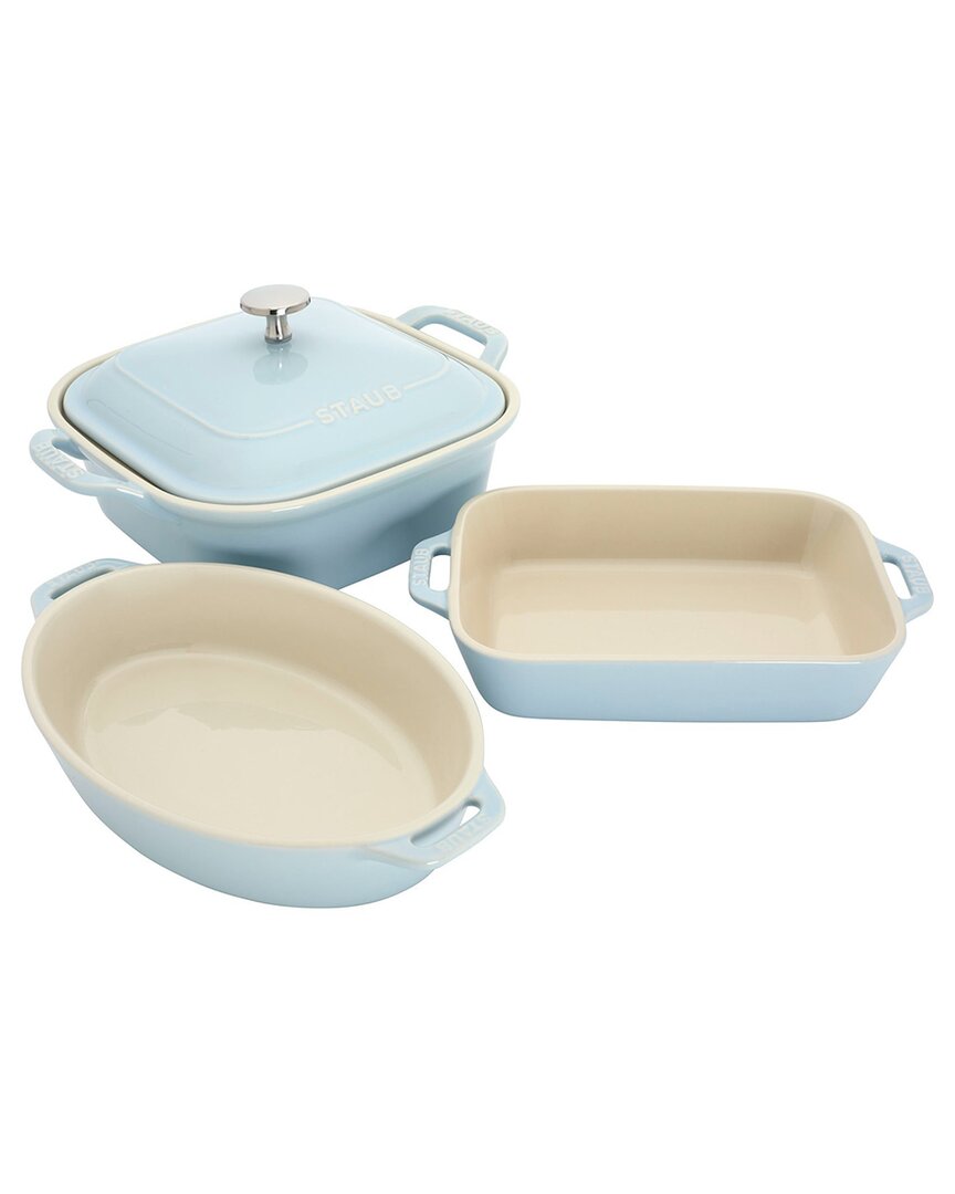 Staub Ceramic 4pc Baking Pans Set In Blue