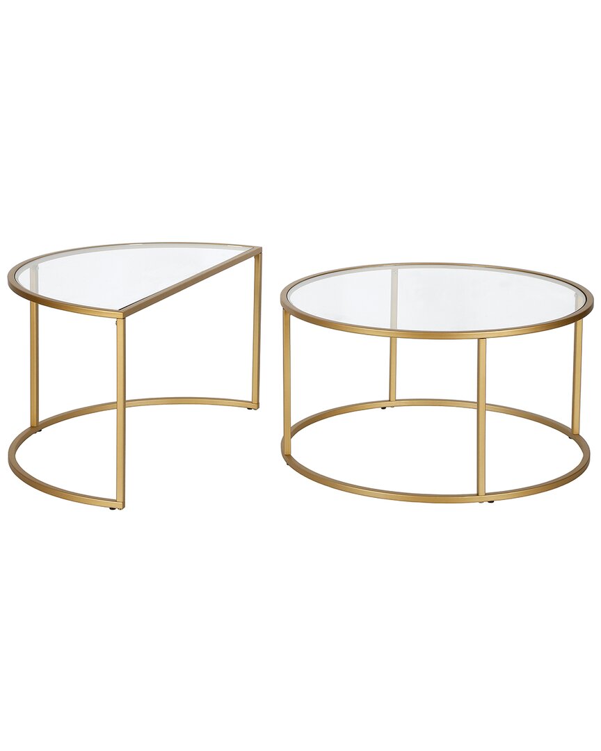 Abraham + Ivy Luna Brass Nested Coffee Table Set In Gold