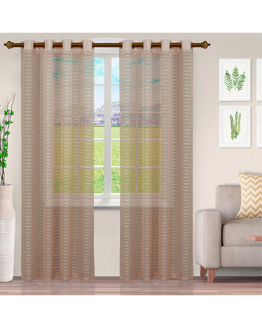 Superior Jackson Stripe Sheer Grommet Curtain Panel Set In Neutral