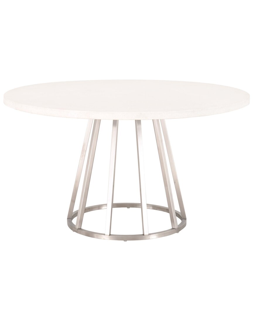 Essentials For Living Turino 54in Round Dining Table Carrera Top In White