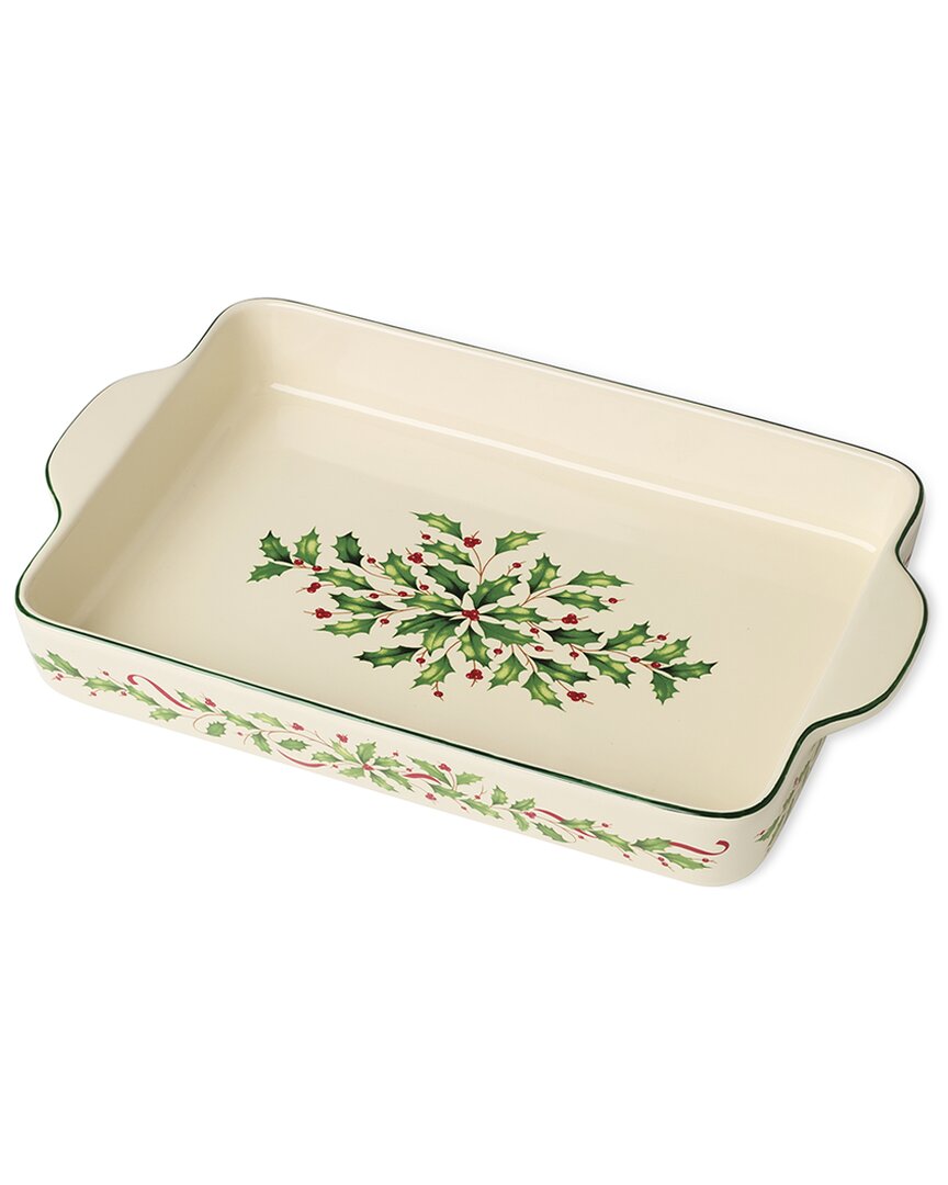 Lenox Holiday Rectangular Baking Dish In Green