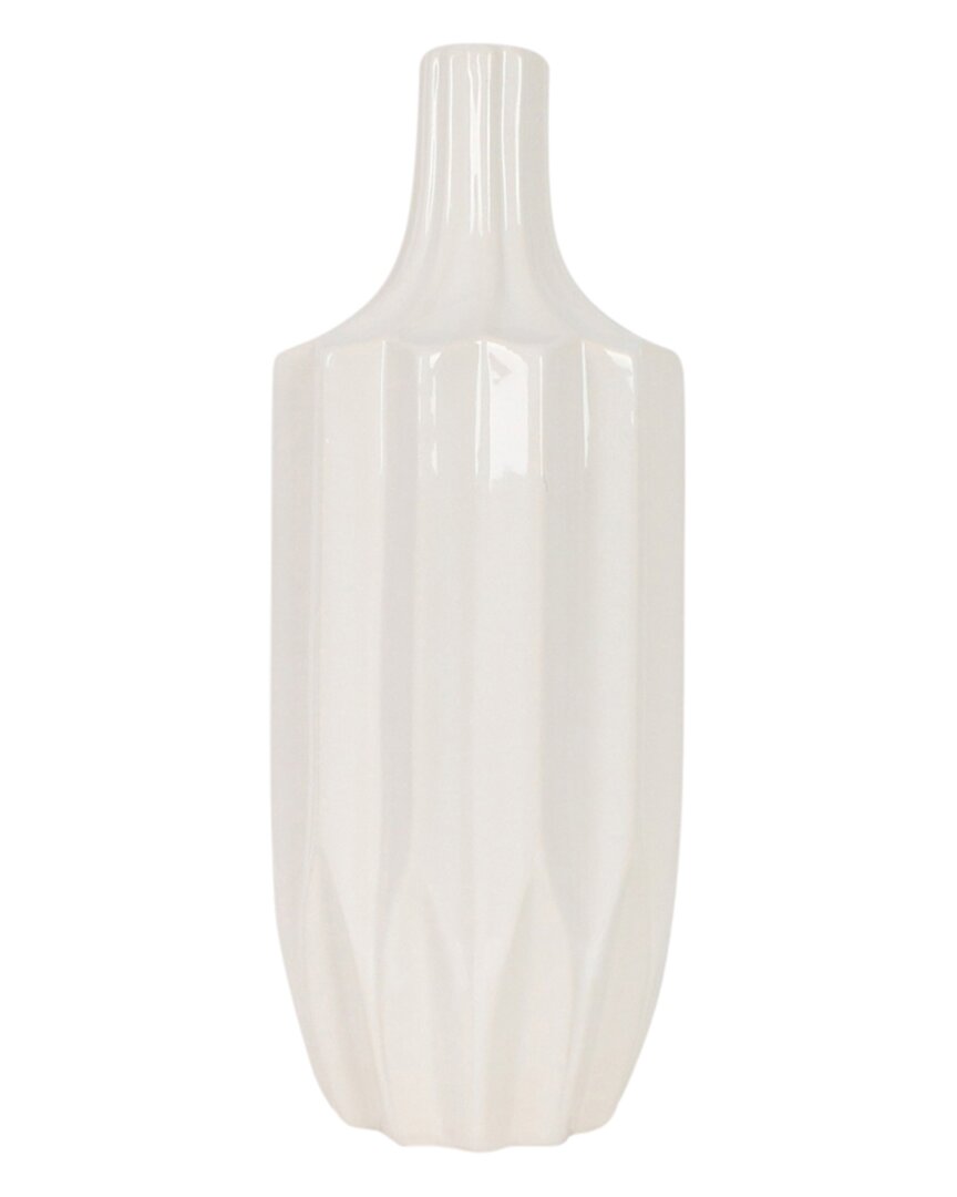 Sagebrook Home 13in Fluted Vase In White