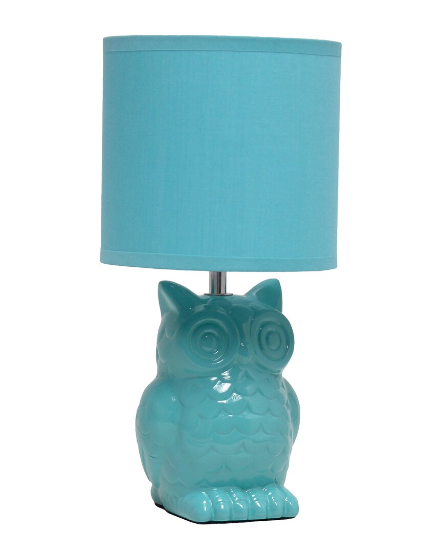 Lalia Home Simple Designs 12.8 Tall Contemporary Ceramic Owl Bedside Table Desk Lamp In Blue