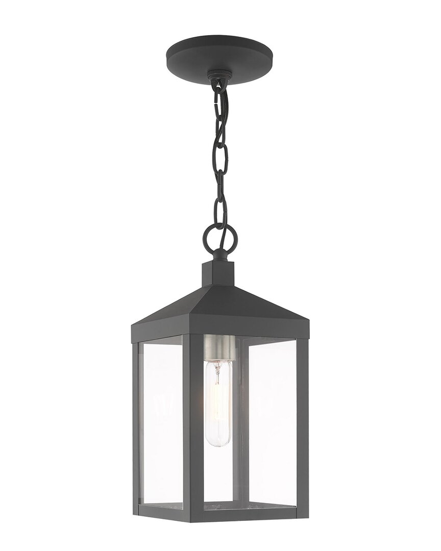 Livex Lighting 1-light Scandinavian Gray Outdoor Pendant Lantern