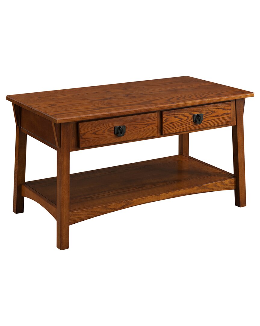 Leick Home Mission Solid Wood 2-drawer Coffee Table With Shelf In Brown