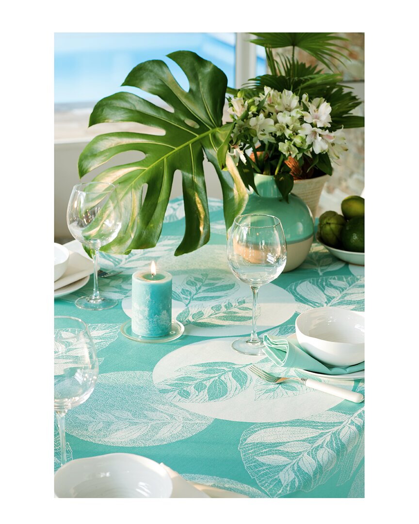 Garnier Thiebaut Mille Verdoyant Turquoise 71in X 71in Tablecloth