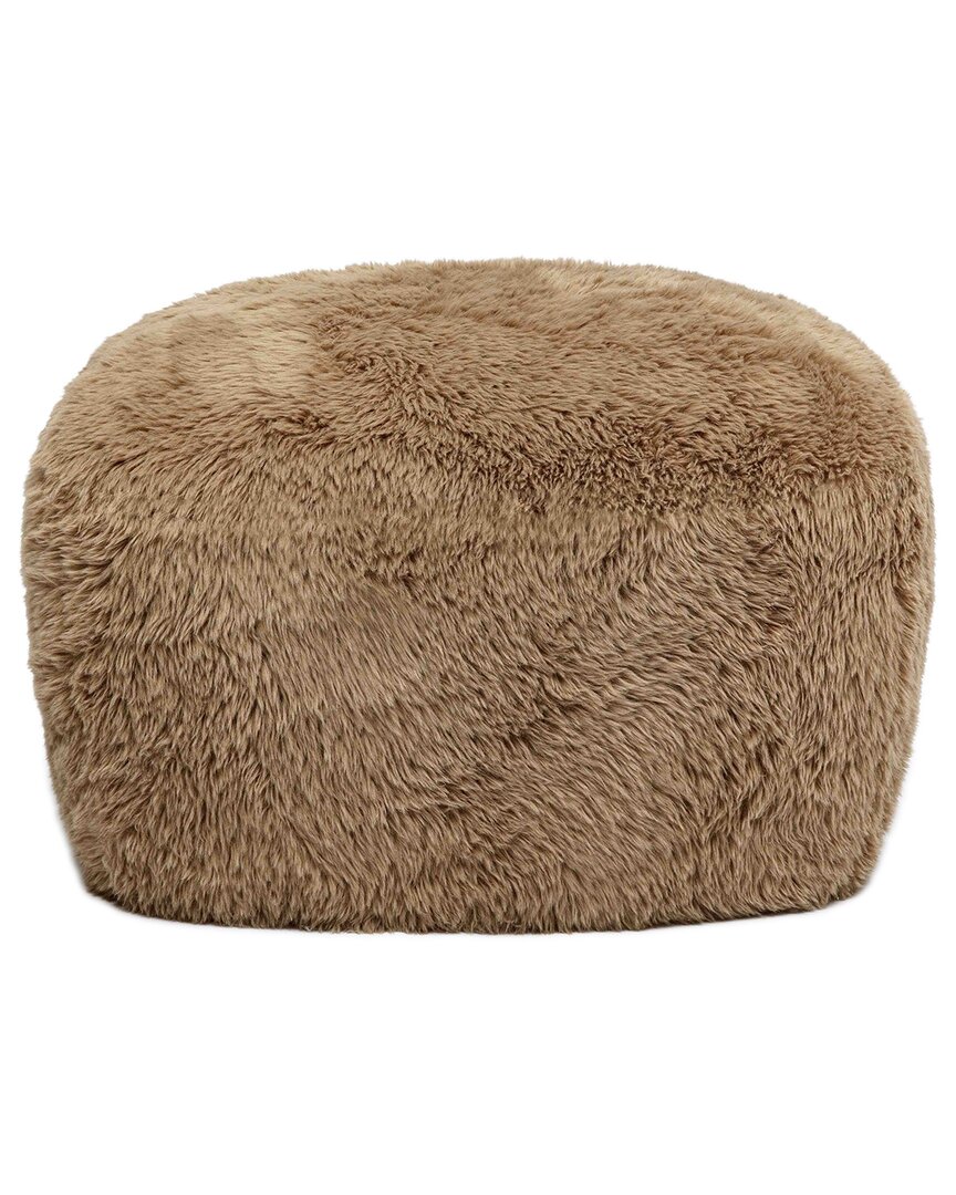 Tov Furniture Britt Dark Taupe Vegan Shearling Ottoman