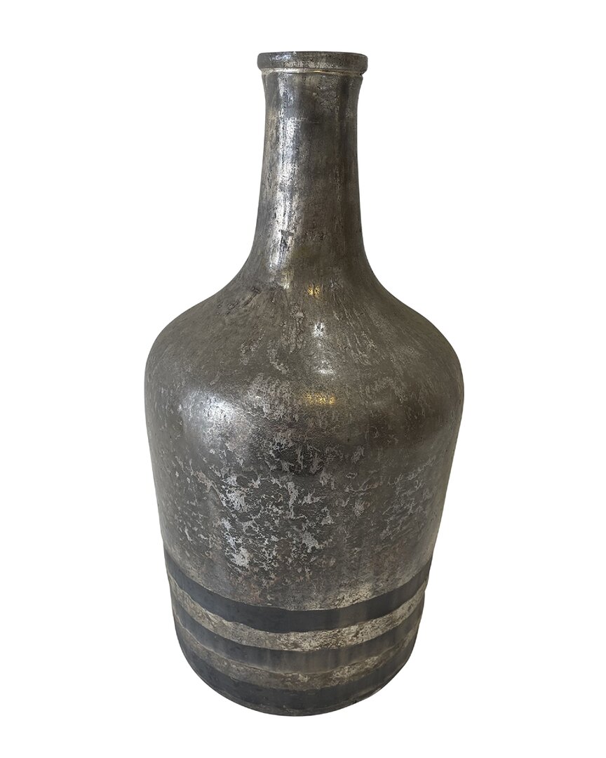 Bidkhome Decor Silver Glass Bottle/vase