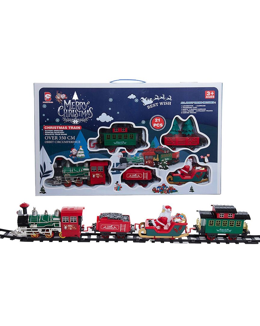 Kurt Adler Battery Operated Musical Train With Tree & Santa Tablepiece In Multi