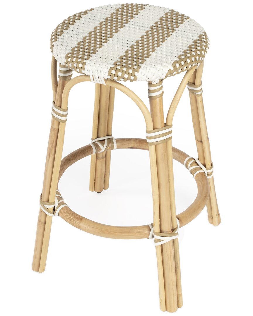 Butler Specialty Company Tobias Beige & White Rattan Counter Stool
