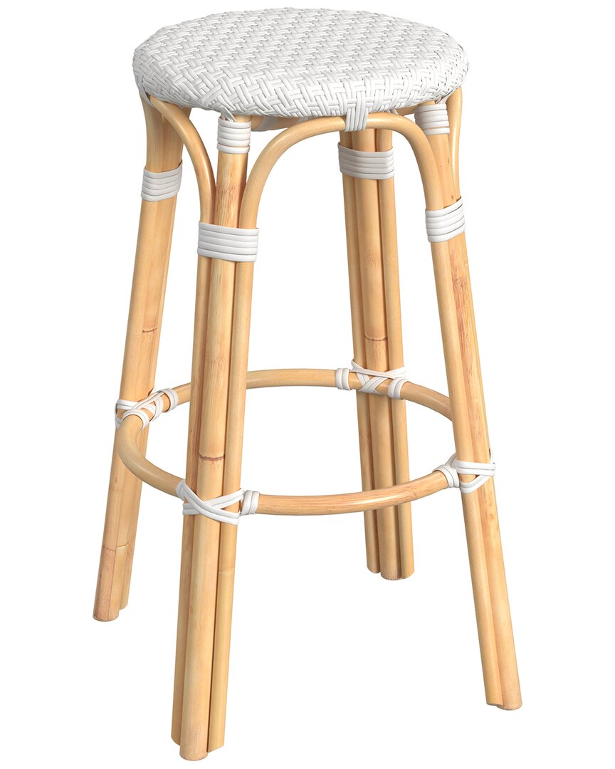 Butler Specialty Company Tobias Glossy White Rattan Bar Stool In Multi