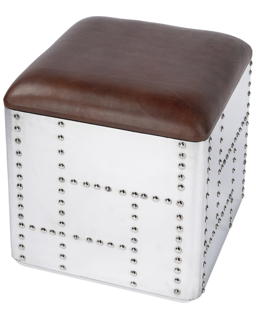 Butler Specialty Company Midway Aviator Leather Stool In Metallic
