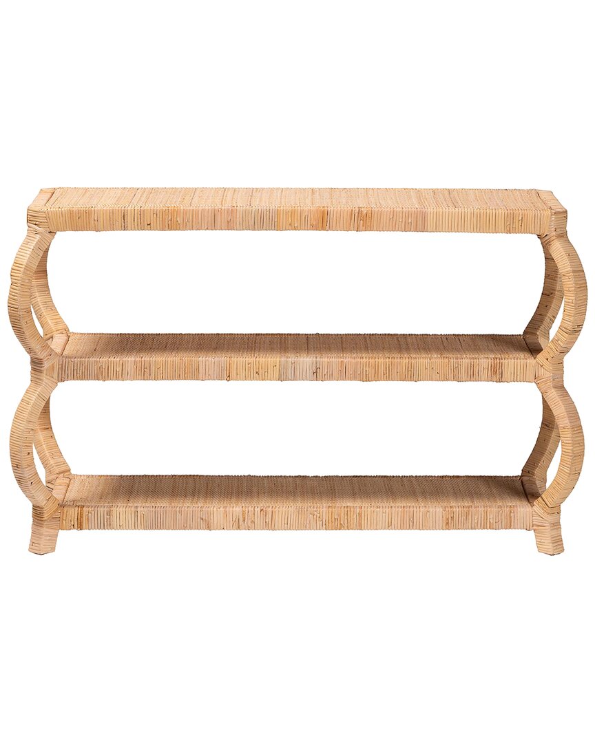 Baxton Studio Dalida Bohemian Rattan 3-tier Console Table In Brown