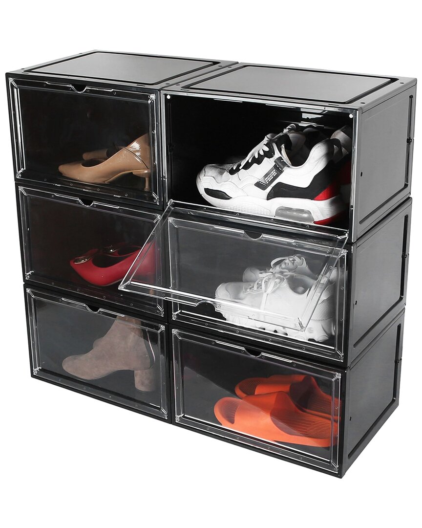 Fresh Fab Finds Pack Of 6 Collapsible Shoe Boxes In Black
