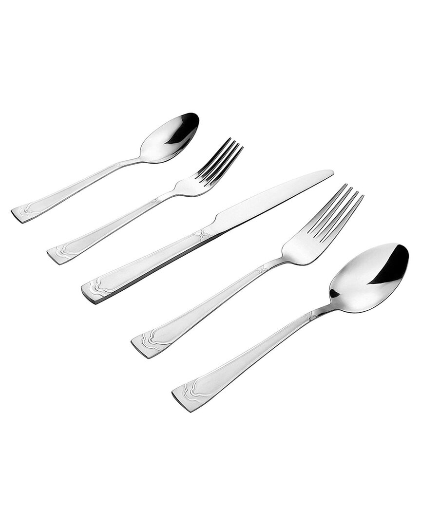 Lorena 20pc Crim Stainless Steel Silverware Flatware Cutlery Set