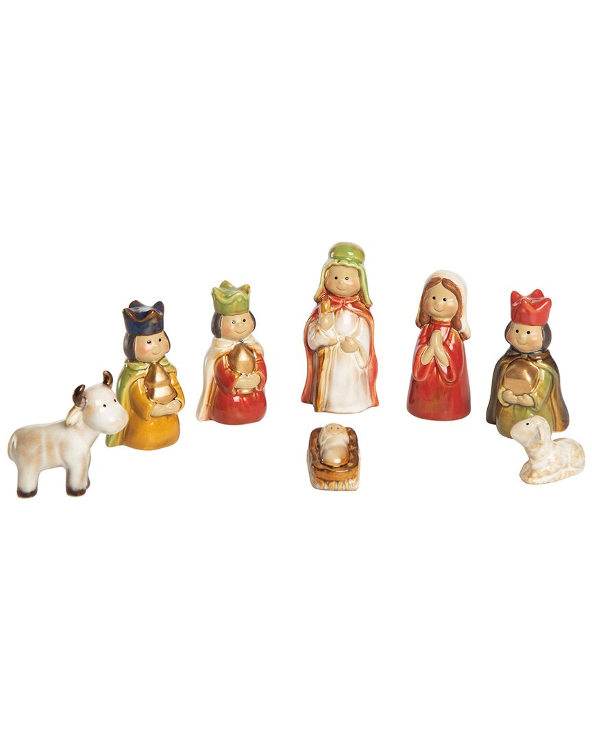 Transpac Ceramic 10in Multicolored Christmas Nativity Figurines Set Of 8