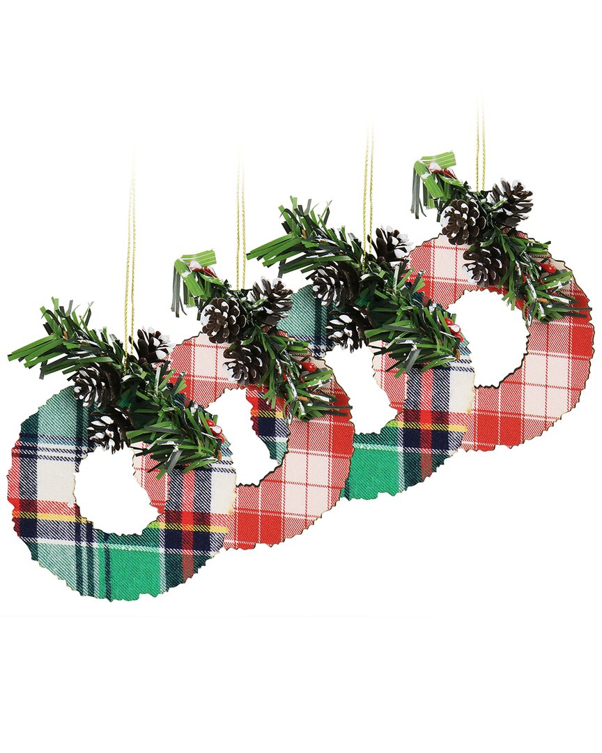 Martha Stewart Holiday 4pc Wreath Ornament Set In Multicolor