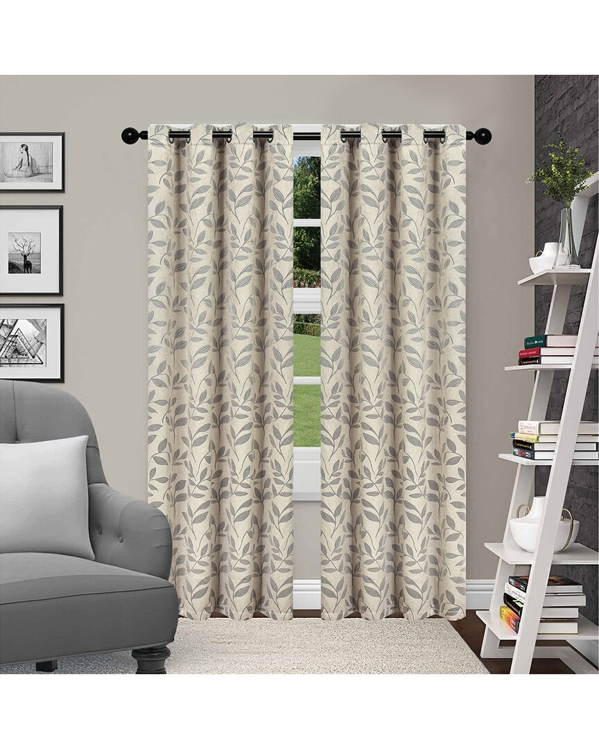 Superior Leaves Blackout Panel Curtains (set Of 2) In Ivory