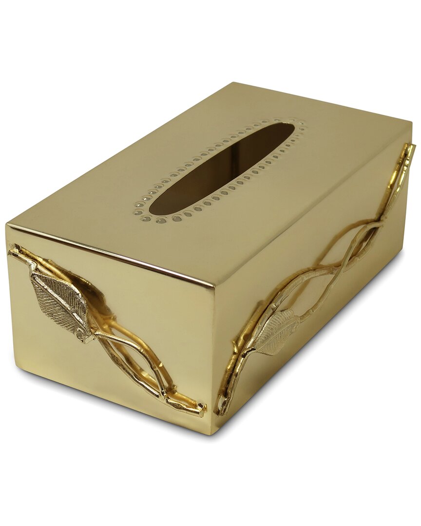 Alice Pazkus Leaf Design Tissue Box In Gold