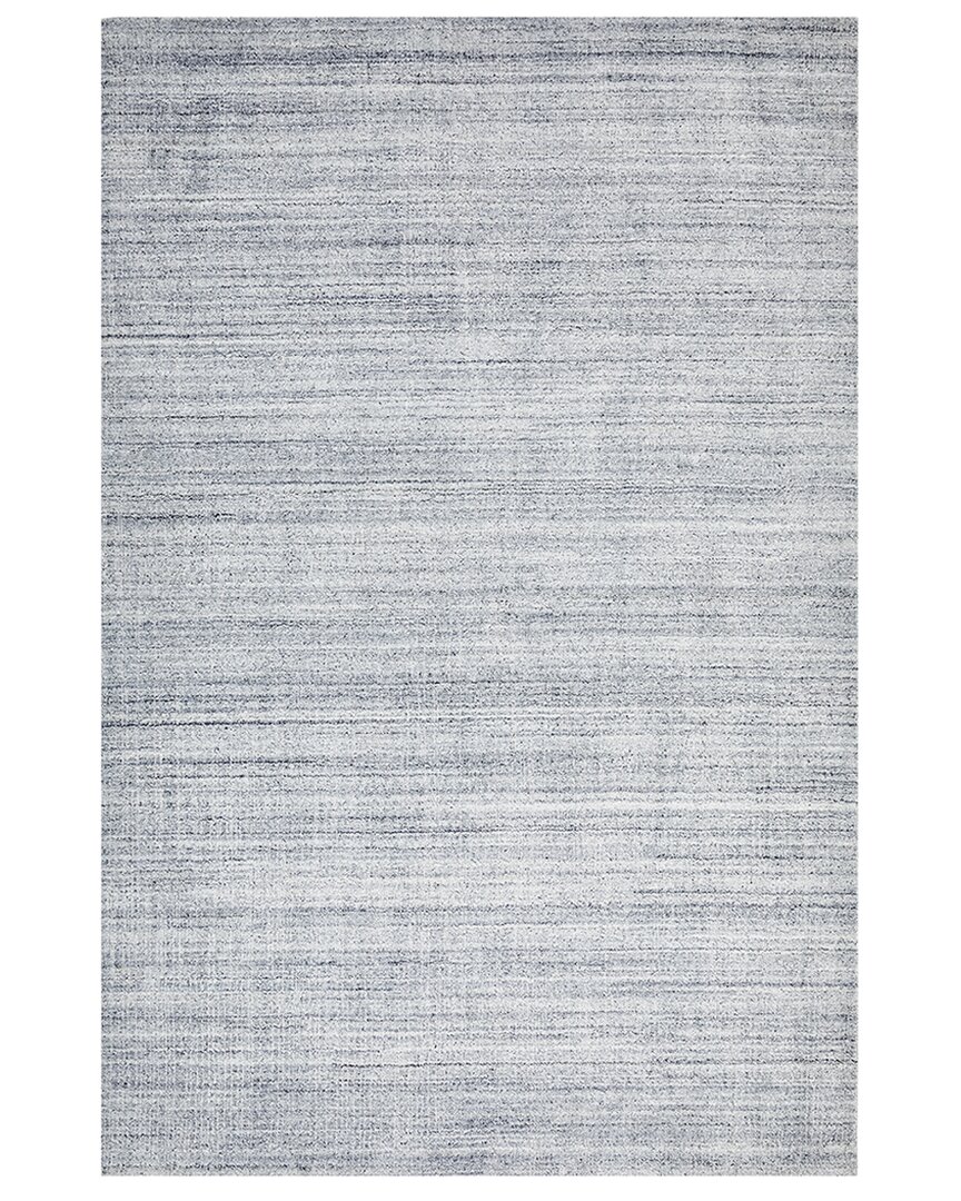 Solo Rugs Striped Hand-loomed Wool Rug In Silver
