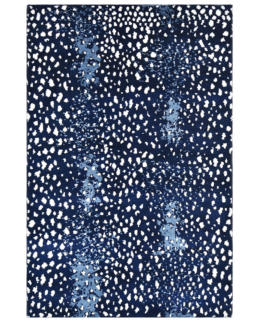 Solo Rugs Modern Hand-knotted Wool Rug In Navy