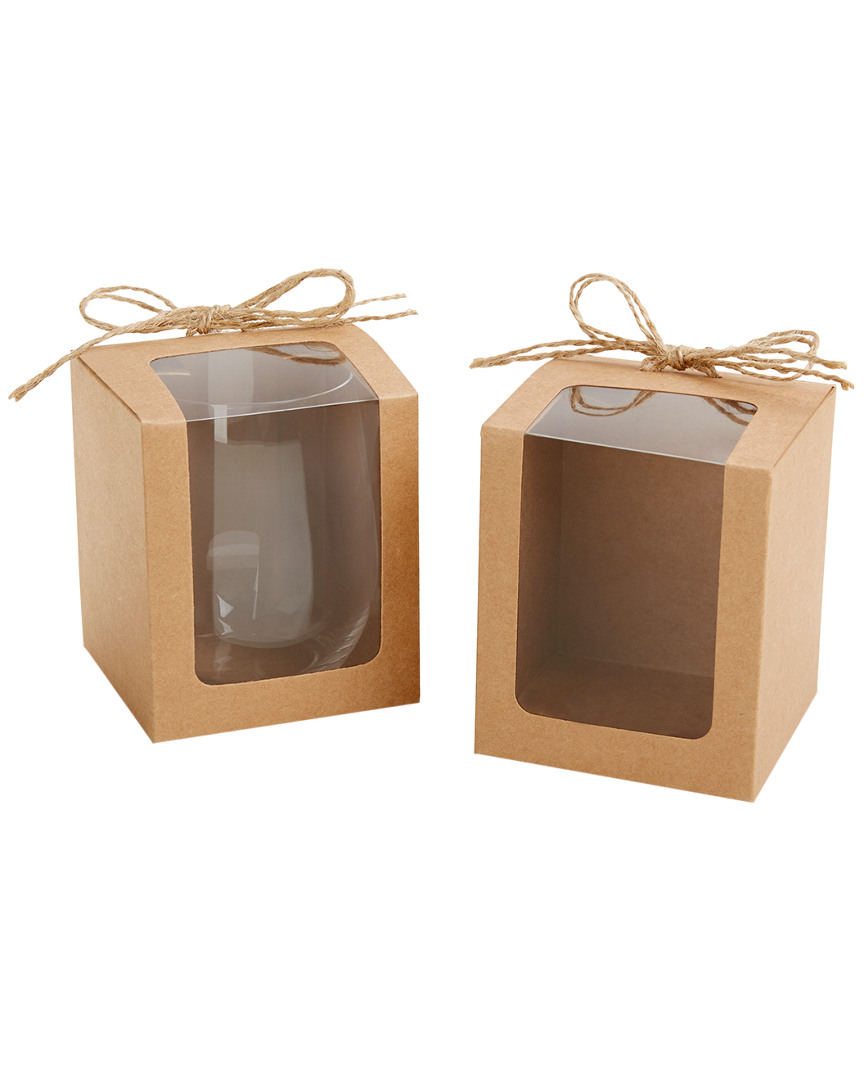 Kate Aspen Set Of 12 Kraft Gift Boxes For Stemless Wine Glasses In Brown