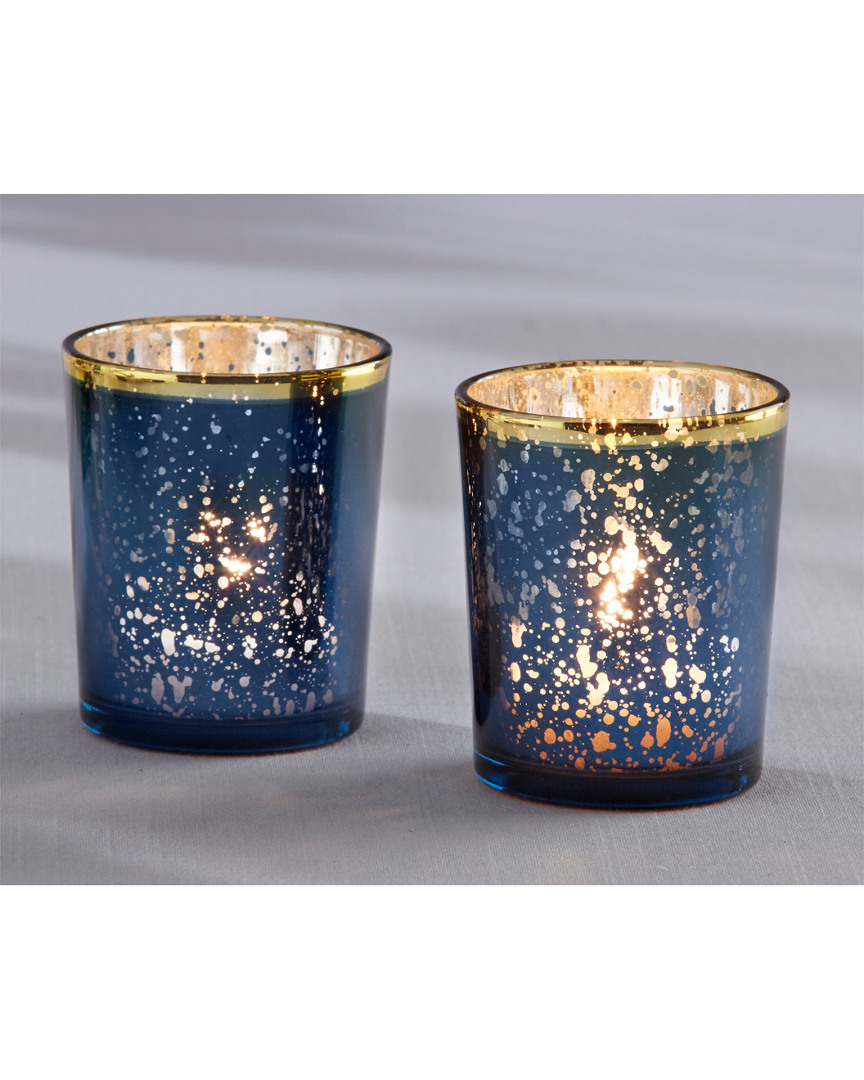 Kate Aspen Set Of 12 Blue Mercury Glass Tea Light Holders