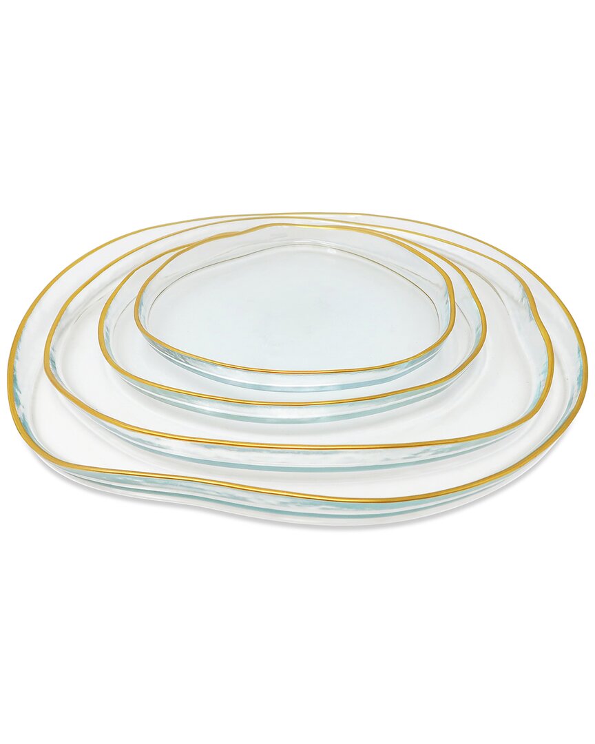 Vivience Set Of 4 Organically Shaped Dinner Plates With Wall Detail