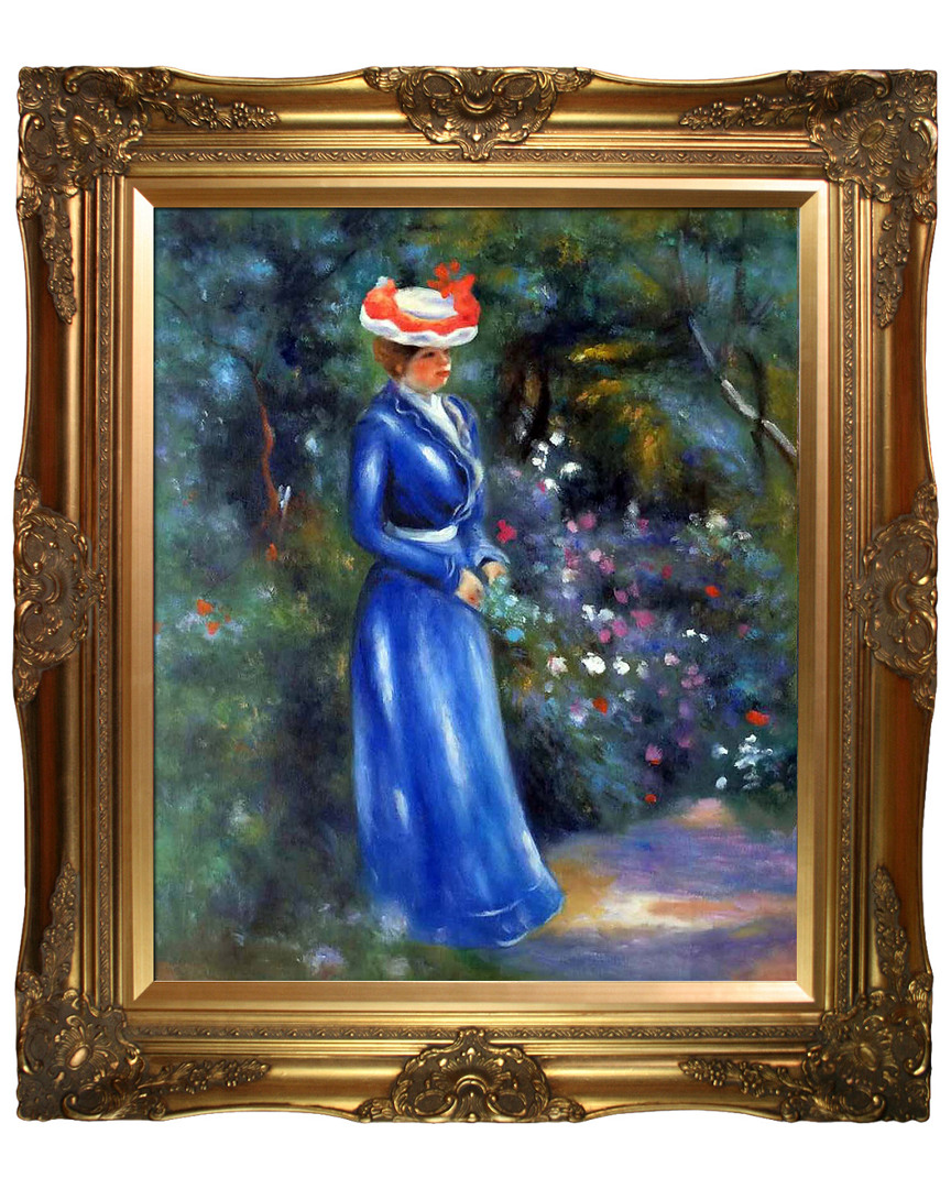 Museum Masters Woman In A Blue Dress, Standing In The Garden Of St. Cloud By Pierre-auguste Renoir H