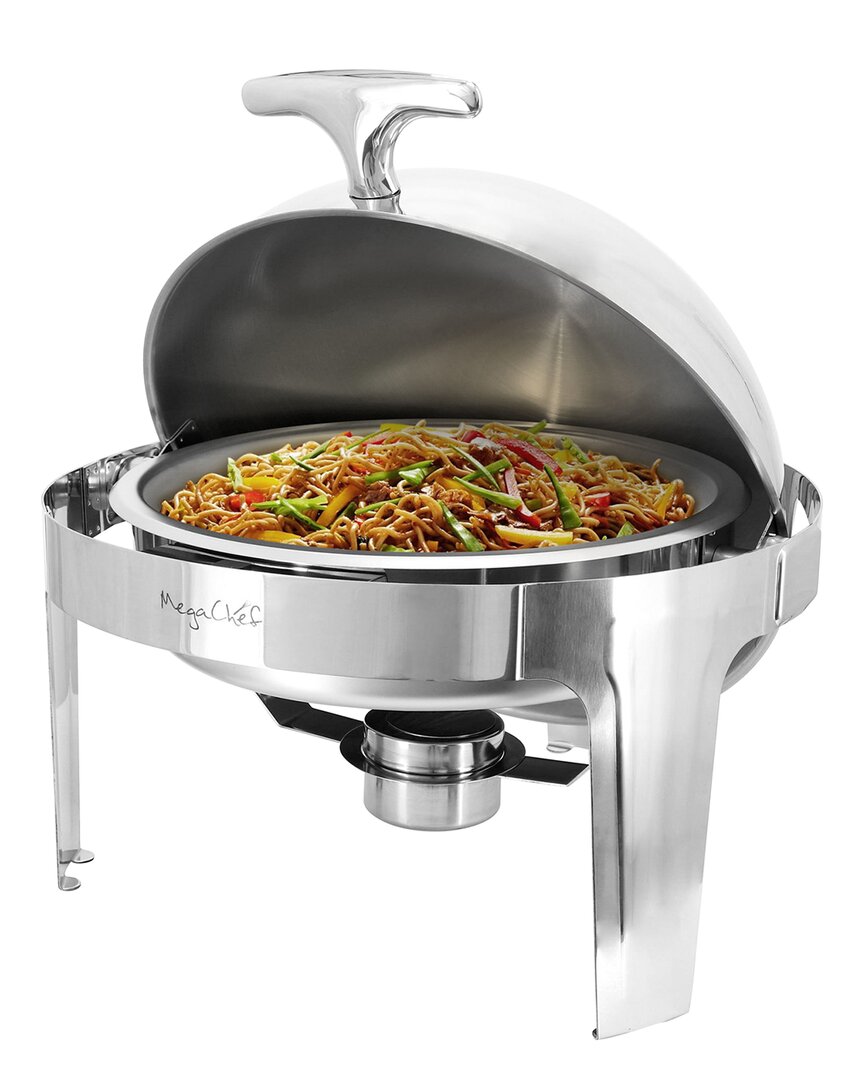 Megachef 6.3qt Round Stainless Steel Chafing Dish In Silver